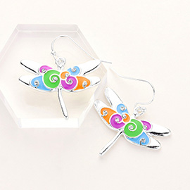 Multi Colored Dragonfly Dangle Earrings