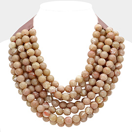 Faceted Beaded Multi Layered Magnetic Collar Necklace