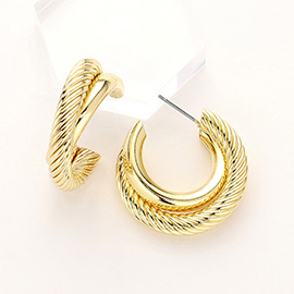 Textured Twisted Metal Hoop Earrings