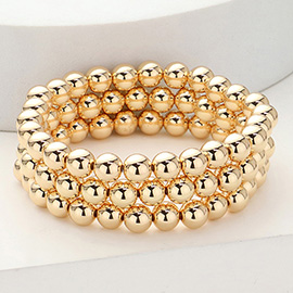 3PCS - Metal Ball Beaded Stretch Multi Layered Bracelets