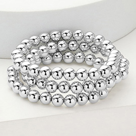 3PCS - Metal Ball Beaded Stretch Multi Layered Bracelets