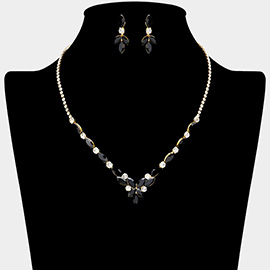 Marquise Round Stone Accented Rhinestone Necklace