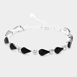 Teardrop Round Stone Link Evening Bracelet