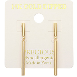 14K Gold Dipped Hypoallergenic Bar Dangle Earrings