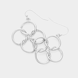 Metal Link Clover Dangle Earrings