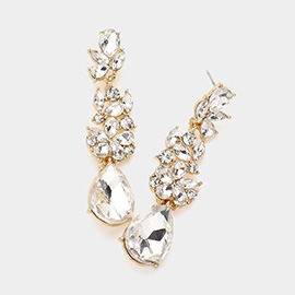 Teardrop Cluster Dangle Marquise Stone Cluster Embellished Evening Earrings