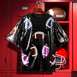 Football Sequin Short Sleeves Top