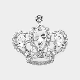 Stone Paved Crown Pin Brooch