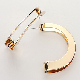 Oversized Metal Abstract Half Hoop Earrings