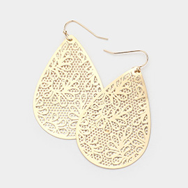 Teardrop Brass Metal Filigree Dangle Earrings