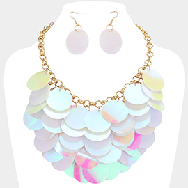 Sequin Disc Embellished Statement Necklace