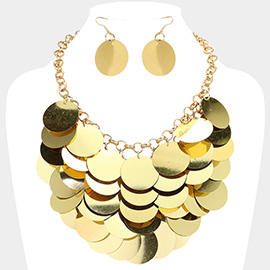 Sequin Disc Embellished Statement Necklace