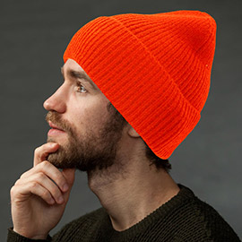 Solid Rib Knit Cuff Beanie Hat