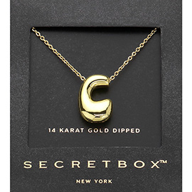 SECRET BOX_ -C- 14K Gold Dipped Bubble Initial Pendant Necklace