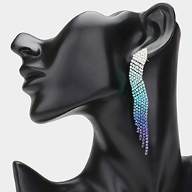 Rhinestone Paved Fringe Dropdown Evening Earrings