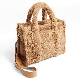 Faux Suede Sherpa Mini Tote Bag