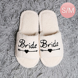 Bride Message Embroidered Open Toe Indoor Floor Slippers