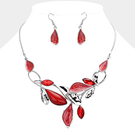 Enamel Leaf Vine Bib Necklace