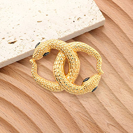 Stone Pointed Snake Double C Pin Brooch