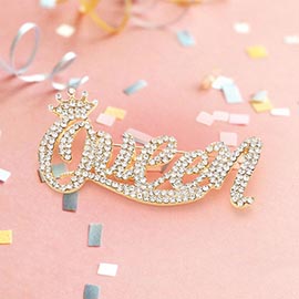 Stone Paved Queen Message Pin Brooch