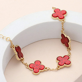 Natural Stone Quatrefoil Station Bracelet