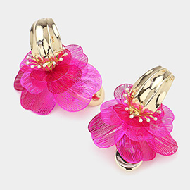 Oversized Colored Metal Cutout Petal Flower Earrings