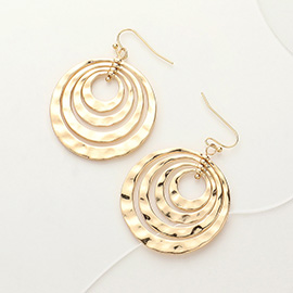 Hammered Metal Concentric Circle Dangle Earrings