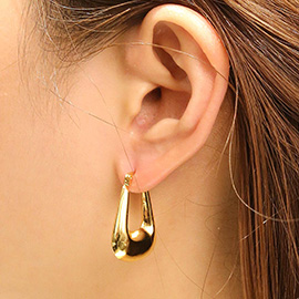 14K Gold Dipped Puff Square Hypoallergenic Pin Catch Hoop Earrings