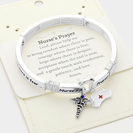 NURSES PRAYER Message Stretch Charm Bracelet