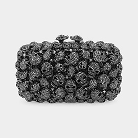 Stone Embellished Skull Evening Clutch Bag