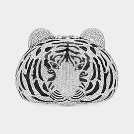 Stone Embellished Tiger Evening Clutch Bag