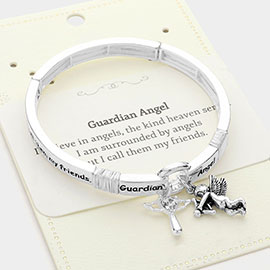 GUARDIAN ANGEL Message Stretch Charm Bracelet