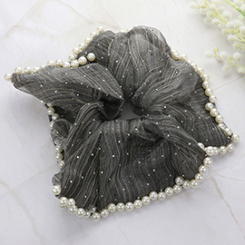 Pearl Embellished Mesh Scrunchie Hair Band