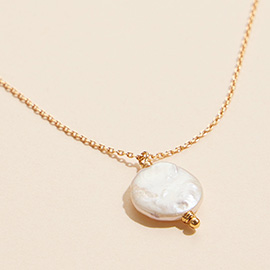 Semi Fine Collection  - 18K Gold Dipped Baroque Pearl Pendant Necklace