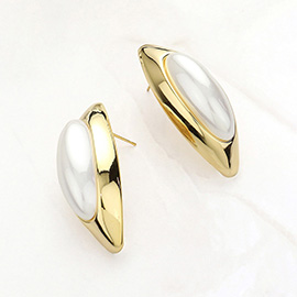 Vintage Oval Pearl Pointed Earrings