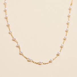 Semi Fine Collection  - 18K Gold Dipped Pearl Station Necklace