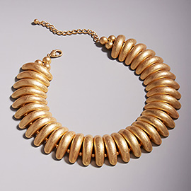 Chunky Metal Ribbed Collar Necklace