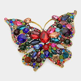 Multi Stone Butterfly Pin Brooch  / Pendant