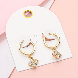 Stone Quatrefoil Dangle Huggie Earrings