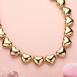 Metal Heart Link Necklace