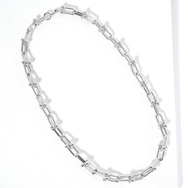 White Gold Dipped Hardware Chain Link Necklace