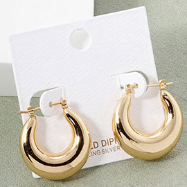 Gold Dipped Puff Hoop Pin Catch Earrings