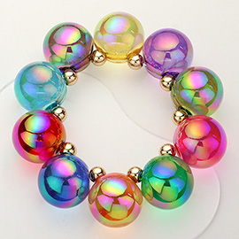 Chunky Iridescent Ball Beaded Bracelet