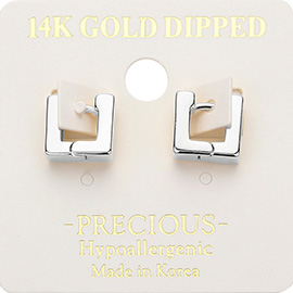 14K Gold Dipped Hypoallergenic Mini Square Huggie Hoop Earrings