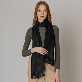 Solid Cozy Scarf with Fringe