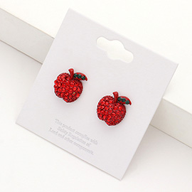 Stone Paved Apple Stud Earrings