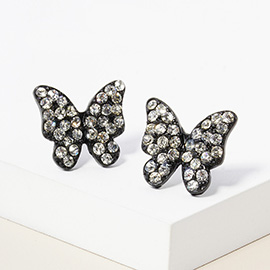 Rhinestone Paved Butterfly Stud Earrings