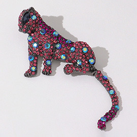 Stone Embellished Leopard Panther Pin Brooch