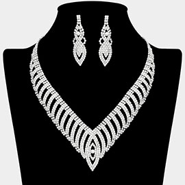 Rhinestone Paved V Shaped Necklace