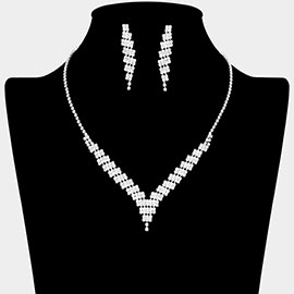 Rhinestone Paved V Shaped Necklace